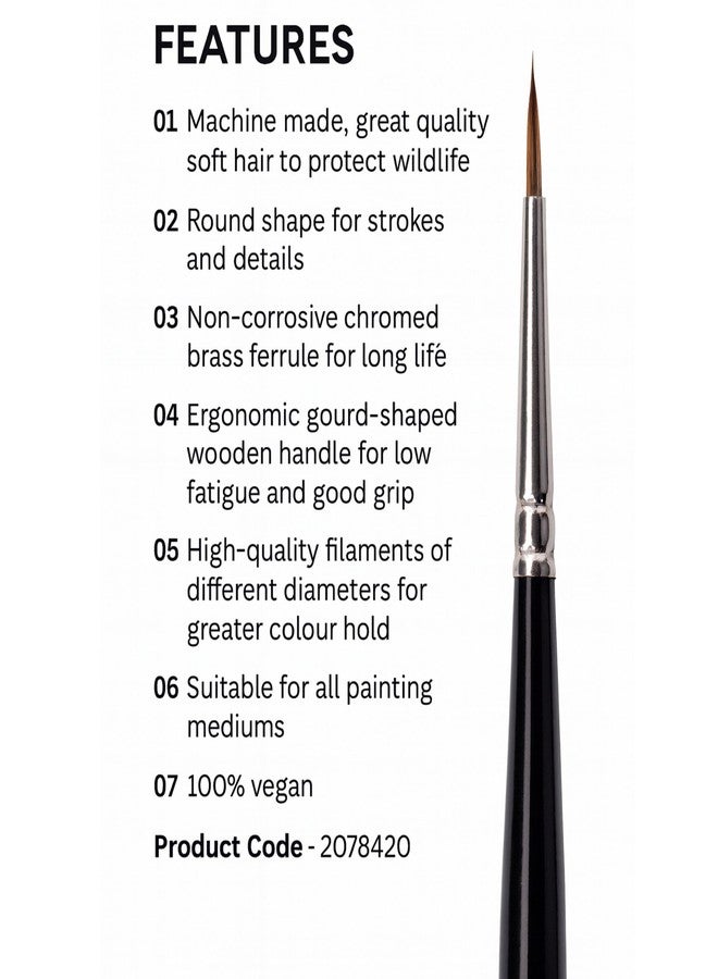 كاميل مجموعة فرش رسم دائرية للفنانين من كاميل كاميلين كوكويو، عبوة من 15 فرشاة، شعيرات تاكلون صناعية، المقاسات: 000، 00، 0، 1، 2، 3، 4، 5، 6، 7، 8، 9، 10، 11، 12، مع علبة للفرش، سلسلة 68 - Image 2